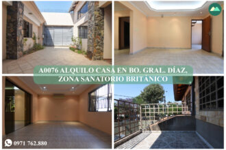 A0076 ALQUILO CASA PARA VIVIENDA U OFICINA, BARRIO GENERAL DÍAZ