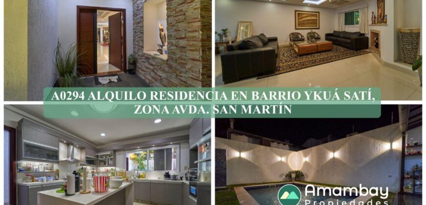 A0294 ALQUILO RESIDENCIA EN BARRIO YKUA SATI, ZONA AVDA. SAN MARTÍN