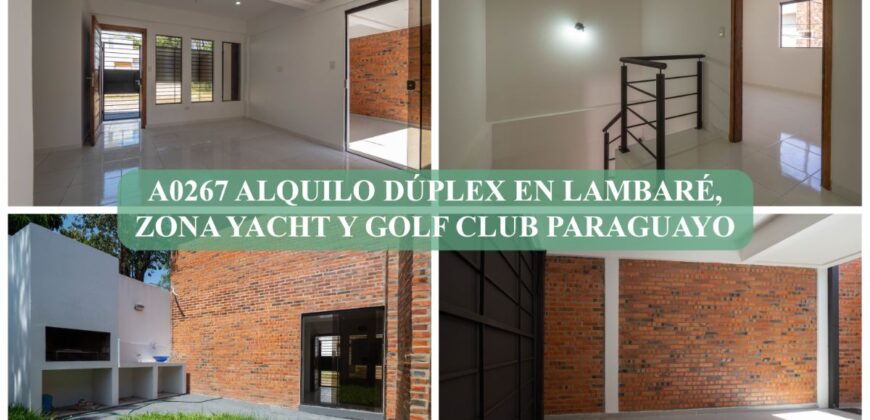 A0267 ALQUILO DÚPLEX EN LAMBARÉ, ZONA YACHT Y GOLF CLUB PARAGUAYO