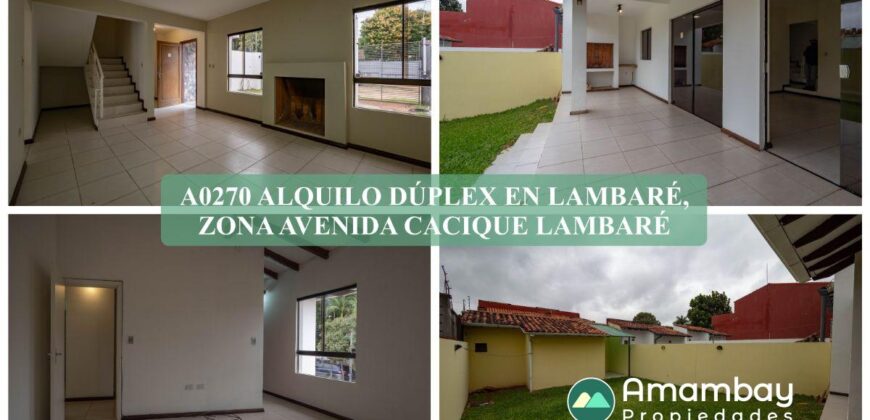 A0270 ALQUILO DÚPLEX EN LAMBARÉ, BARRIO VALLE APU´A