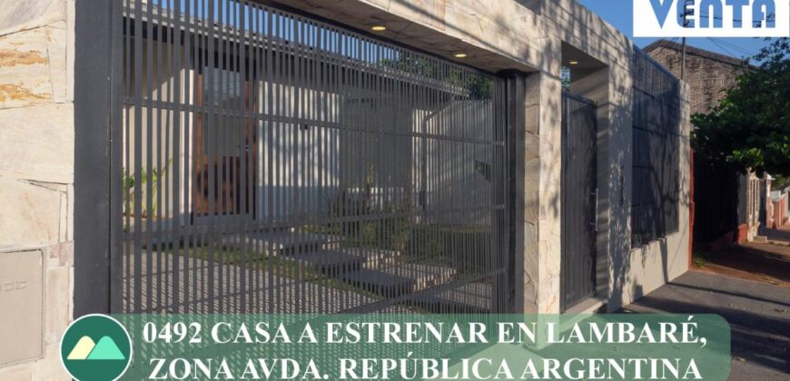 0492 CASA A ESTRENAR EN LAMBARÉ, ZONA AVDA. REPÚBLICA ARGENTINA