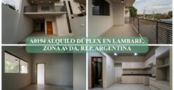 A0194 ALQUILO DÚPLEX EN LAMBARÉ, ZONA AVDA. REPÚBLICA ARGENTINA