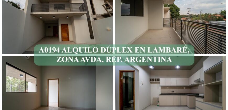 A0194 ALQUILO DÚPLEX EN LAMBARÉ, ZONA AVDA. REPÚBLICA ARGENTINA